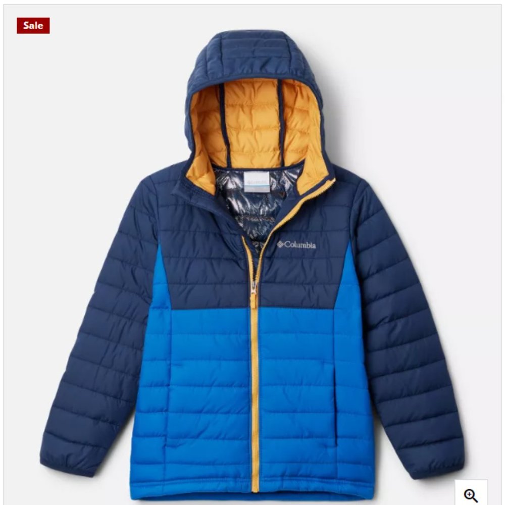 Columbia boys powder lite hooded jacket bright indigo collegiate navy 4T